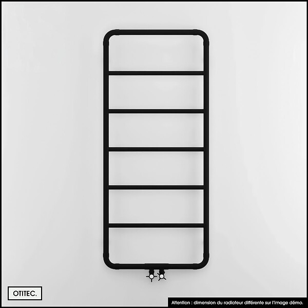 OTITEC - Sèche-serviettes eau chaude - RETRO - 53 x 140 cm - Noir - large