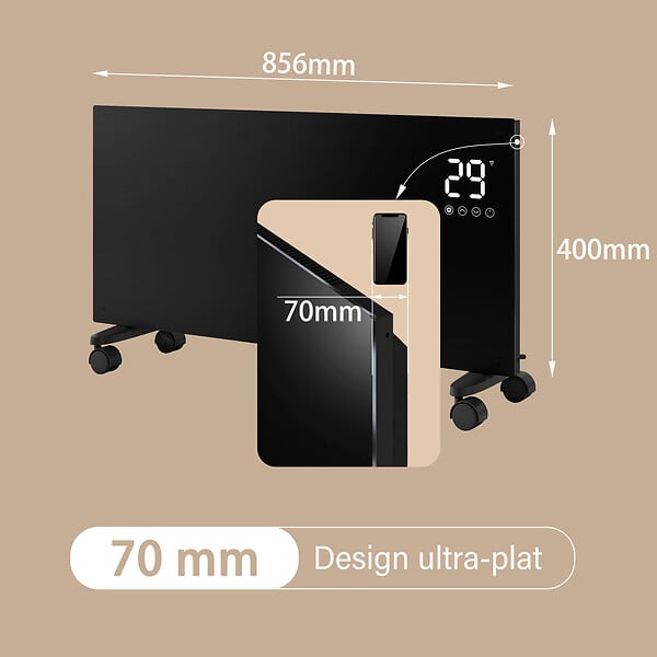 AICA SANITAIRE - Radiateur mobile et mural 70mm NDJ1 - Blanc - 1000W - large