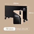 AICA SANITAIRE - Radiateur mobile et mural 70mm NDJ1 - Blanc - 2000W - vignette