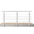 AICA SANITAIRE - Garde-corps Aluminium argenté mat - 200cm x H.100cm - Rampe escalier avec 5 traverses - Intérieur et extérieur - Pose latérale - vignette