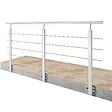 AICA SANITAIRE - Garde-corps Aluminium argenté mat - 200cm x H.100cm - Rampe escalier avec 5 traverses - Intérieur et extérieur - Pose latérale - vignette