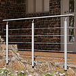 AICA SANITAIRE - Garde-corps Aluminium argenté mat - 200cm x H.100cm - Rampe escalier avec 5 traverses - Intérieur et extérieur - Pose latérale - vignette