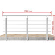 AICA SANITAIRE - Garde-corps Aluminium argenté mat - 200cm x H.100cm - Rampe escalier avec 5 traverses - Intérieur et extérieur - Pose latérale - vignette