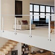 AICA SANITAIRE - Garde-corps Aluminium argenté mat - 300cm x H.100cm - Rampe escalier avec 5 traverses - Intérieur et extérieur - Pose latérale - vignette