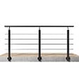 AICA SANITAIRE - Garde-corps Aluminium noir mat - 200cm x H.100cm - Rampe escalier avec 5 traverses - Intérieur et extérieur - Pose latérale - vignette