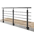 AICA SANITAIRE - Garde-corps Aluminium noir mat - 200cm x H.100cm - Rampe escalier avec 5 traverses - Intérieur et extérieur - Pose latérale - vignette