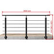 AICA SANITAIRE - Garde-corps Aluminium noir mat - 200cm x H.100cm - Rampe escalier avec 5 traverses - Intérieur et extérieur - Pose latérale - vignette