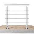 AICA SANITAIRE - Garde-corps Aluminium argenté mat - 100cm x H.100cm - Rampe escalier avec 5 traverses - Intérieur et extérieur - Fixation à plat - vignette
