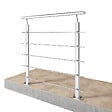 AICA SANITAIRE - Garde-corps Aluminium argenté mat - 100cm x H.100cm - Rampe escalier avec 5 traverses - Intérieur et extérieur - Fixation à plat - vignette