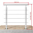 AICA SANITAIRE - Garde-corps Aluminium argenté mat - 100cm x H.100cm - Rampe escalier avec 5 traverses - Intérieur et extérieur - Fixation à plat - vignette