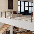AICA SANITAIRE - Garde-corps Aluminium noir mat - 500cm x H.100cm - Rampe escalier avec 5 traverses - Intérieur et extérieur - Fixation à plat - vignette