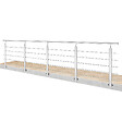 AICA SANITAIRE - Garde-corps Aluminium argenté mat - 400cm x H.100cm - Rampe escalier avec 5 traverses - Intérieur et extérieur - Pose latérale - vignette