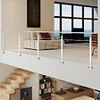 AICA SANITAIRE - Garde-corps Aluminium argenté mat - 400cm x H.100cm - Rampe escalier avec 5 traverses - Intérieur et extérieur - Pose latérale - vignette