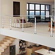 AICA SANITAIRE - Garde-corps Aluminium argenté mat - 400cm x H.100cm - Rampe escalier avec 5 traverses - Intérieur et extérieur - Fixation à plat - vignette