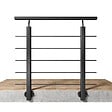 AICA SANITAIRE - Garde-corps Aluminium noir mat - 100cm x H.100cm - Rampe escalier avec 5 traverses - Intérieur et extérieur - Pose latérale - vignette