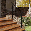 AICA SANITAIRE - Garde-corps Aluminium noir mat - 100cm x H.100cm - Rampe escalier avec 5 traverses - Intérieur et extérieur - Pose latérale - vignette