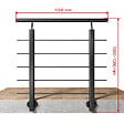 AICA SANITAIRE - Garde-corps Aluminium noir mat - 100cm x H.100cm - Rampe escalier avec 5 traverses - Intérieur et extérieur - Pose latérale - vignette