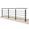 AICA SANITAIRE - Garde-corps Aluminium noir mat - 300cm x H.100cm - Rampe escalier avec 5 traverses - Intérieur et extérieur - Fixation à plat - vignette