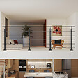 AICA SANITAIRE - Garde-corps Aluminium noir mat - 300cm x H.100cm - Rampe escalier avec 5 traverses - Intérieur et extérieur - Fixation à plat - vignette
