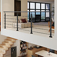 AICA SANITAIRE - Garde-corps Aluminium noir mat - 300cm x H.100cm - Rampe escalier avec 5 traverses - Intérieur et extérieur - Fixation à plat - vignette
