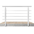 AICA SANITAIRE - Garde-corps Aluminium argenté mat - 150cm x H.100cm - Rampe escalier avec 5 traverses - Intérieur et extérieur - Pose latérale - vignette