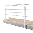 AICA SANITAIRE - Garde-corps Aluminium argenté mat - 150cm x H.100cm - Rampe escalier avec 5 traverses - Intérieur et extérieur - Pose latérale - vignette