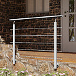 AICA SANITAIRE - Garde-corps Aluminium argenté mat - 150cm x H.100cm - Rampe escalier avec 5 traverses - Intérieur et extérieur - Pose latérale - vignette