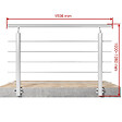 AICA SANITAIRE - Garde-corps Aluminium argenté mat - 150cm x H.100cm - Rampe escalier avec 5 traverses - Intérieur et extérieur - Pose latérale - vignette