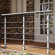 AICA SANITAIRE - Garde-corps Aluminium argenté mat - 200cm x H.100cm - Rampe escalier avec 5 traverses - Intérieur et extérieur - Fixation à plat - vignette