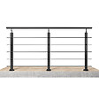 AICA SANITAIRE - Garde-corps Aluminium noir mat - 200cm x H.100cm - Rampe escalier avec 5 traverses - Intérieur et extérieur - Fixation à plat - vignette