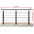 AICA SANITAIRE - Garde-corps Aluminium noir mat - 200cm x H.100cm - Rampe escalier avec 5 traverses - Intérieur et extérieur - Fixation à plat - vignette