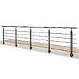 AICA SANITAIRE - Garde-corps Aluminium noir mat - 400cm x H.100cm - Rampe escalier avec 5 traverses - Intérieur et extérieur - Pose latérale - vignette