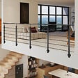 AICA SANITAIRE - Garde-corps Aluminium noir mat - 400cm x H.100cm - Rampe escalier avec 5 traverses - Intérieur et extérieur - Pose latérale - vignette