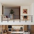AICA SANITAIRE - Garde-corps Aluminium noir mat - 500cm x H.100cm - Rampe escalier avec 5 traverses - Intérieur et extérieur - Pose latérale - vignette