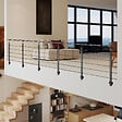 AICA SANITAIRE - Garde-corps Aluminium noir mat - 500cm x H.100cm - Rampe escalier avec 5 traverses - Intérieur et extérieur - Pose latérale - vignette