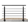 AICA SANITAIRE - Garde-corps Aluminium noir mat - 150cm x H.100cm - Rampe escalier avec 5 traverses - Intérieur et extérieur - Pose latérale - vignette