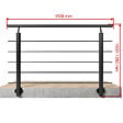 AICA SANITAIRE - Garde-corps Aluminium noir mat - 150cm x H.100cm - Rampe escalier avec 5 traverses - Intérieur et extérieur - Pose latérale - vignette