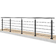 AICA SANITAIRE - Garde-corps Aluminium noir mat - 400cm x H.100cm - Rampe escalier avec 5 traverses - Intérieur et extérieur - Fixation à plat - vignette