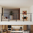 AICA SANITAIRE - Garde-corps Aluminium noir mat - 400cm x H.100cm - Rampe escalier avec 5 traverses - Intérieur et extérieur - Fixation à plat - vignette
