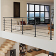 AICA SANITAIRE - Garde-corps Aluminium noir mat - 400cm x H.100cm - Rampe escalier avec 5 traverses - Intérieur et extérieur - Fixation à plat - vignette
