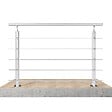 AICA SANITAIRE - Garde-corps Aluminium argenté mat - 150cm x H.100cm - Rampe escalier avec 5 traverses - Intérieur et extérieur - Fixation à plat - vignette