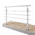 AICA SANITAIRE - Garde-corps Aluminium argenté mat - 150cm x H.100cm - Rampe escalier avec 5 traverses - Intérieur et extérieur - Fixation à plat - vignette