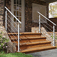 AICA SANITAIRE - Garde-corps Aluminium argenté mat - 150cm x H.100cm - Rampe escalier avec 5 traverses - Intérieur et extérieur - Fixation à plat - vignette