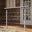 AICA SANITAIRE - Garde-corps Aluminium argenté mat - 150cm x H.100cm - Rampe escalier avec 5 traverses - Intérieur et extérieur - Fixation à plat - vignette
