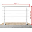 AICA SANITAIRE - Garde-corps Aluminium argenté mat - 150cm x H.100cm - Rampe escalier avec 5 traverses - Intérieur et extérieur - Fixation à plat - vignette