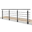 AICA SANITAIRE - Garde-corps Aluminium noir mat - 300cm x H.100cm - Rampe escalier avec 5 traverses - Intérieur et extérieur - Pose latérale - vignette