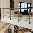 AICA SANITAIRE - Garde-corps Aluminium noir mat - 300cm x H.100cm - Rampe escalier avec 5 traverses - Intérieur et extérieur - Pose latérale - vignette