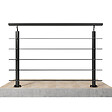 AICA SANITAIRE - Garde-corps Aluminium noir mat - 150cm x H.100cm - Rampe escalier avec 5 traverses - Intérieur et extérieur - Fixation à plat - vignette