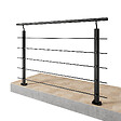 AICA SANITAIRE - Garde-corps Aluminium noir mat - 150cm x H.100cm - Rampe escalier avec 5 traverses - Intérieur et extérieur - Fixation à plat - vignette