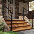 AICA SANITAIRE - Garde-corps Aluminium noir mat - 150cm x H.100cm - Rampe escalier avec 5 traverses - Intérieur et extérieur - Fixation à plat - vignette
